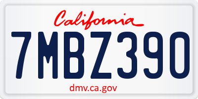 CA license plate 7MBZ390