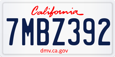 CA license plate 7MBZ392