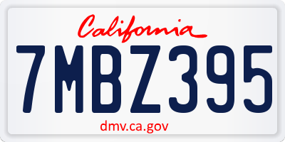 CA license plate 7MBZ395