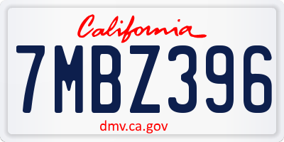 CA license plate 7MBZ396