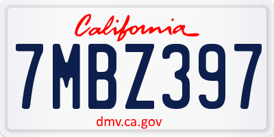 CA license plate 7MBZ397