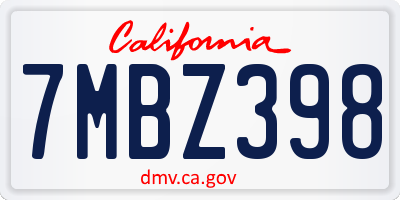 CA license plate 7MBZ398