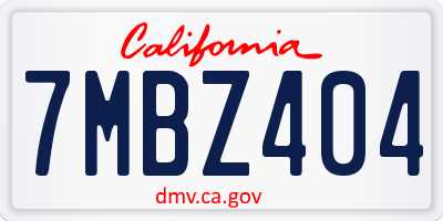 CA license plate 7MBZ404