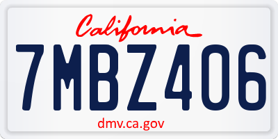 CA license plate 7MBZ406