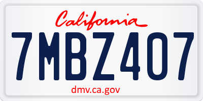 CA license plate 7MBZ407