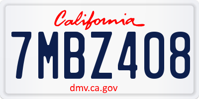 CA license plate 7MBZ408