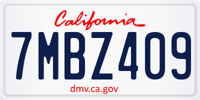 CA license plate 7MBZ409