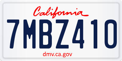 CA license plate 7MBZ410
