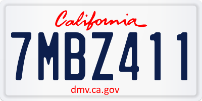 CA license plate 7MBZ411