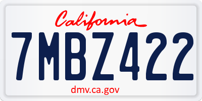 CA license plate 7MBZ422