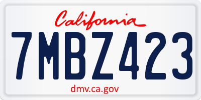 CA license plate 7MBZ423