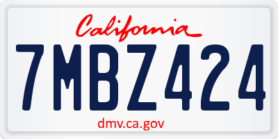 CA license plate 7MBZ424