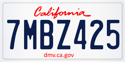 CA license plate 7MBZ425