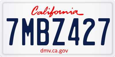 CA license plate 7MBZ427