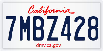 CA license plate 7MBZ428