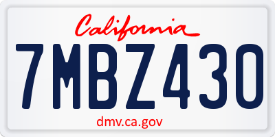 CA license plate 7MBZ430
