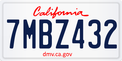CA license plate 7MBZ432