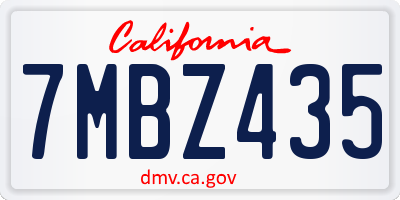 CA license plate 7MBZ435