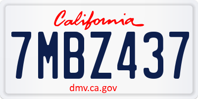 CA license plate 7MBZ437