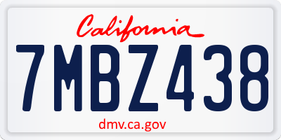 CA license plate 7MBZ438