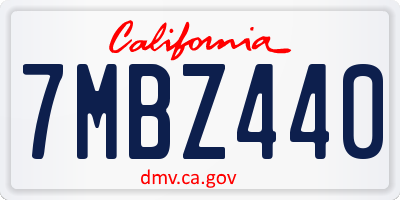 CA license plate 7MBZ440