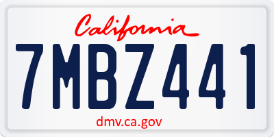 CA license plate 7MBZ441