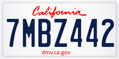 CA license plate 7MBZ442