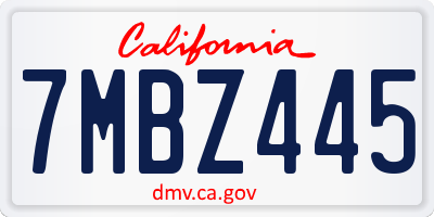CA license plate 7MBZ445