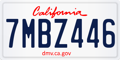 CA license plate 7MBZ446
