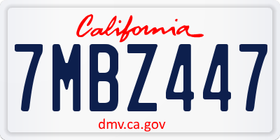 CA license plate 7MBZ447