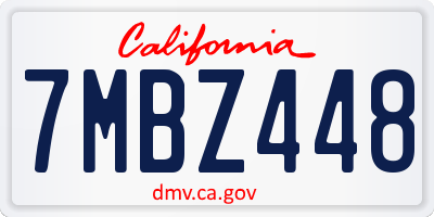 CA license plate 7MBZ448