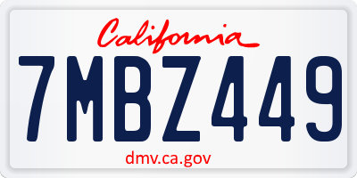 CA license plate 7MBZ449