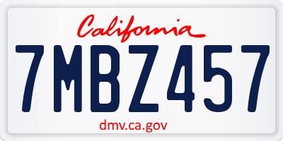 CA license plate 7MBZ457