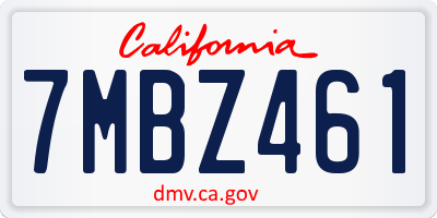 CA license plate 7MBZ461