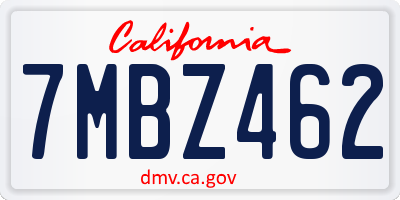 CA license plate 7MBZ462