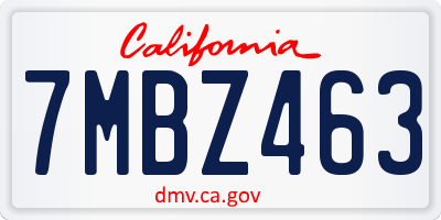 CA license plate 7MBZ463