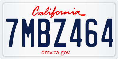 CA license plate 7MBZ464