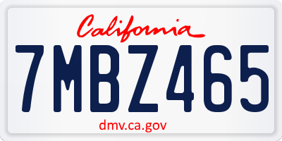 CA license plate 7MBZ465