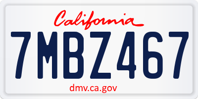 CA license plate 7MBZ467