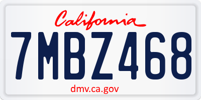 CA license plate 7MBZ468