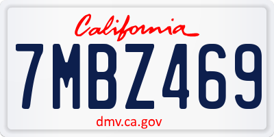 CA license plate 7MBZ469