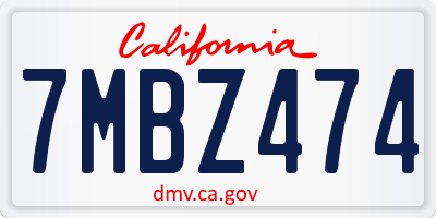 CA license plate 7MBZ474