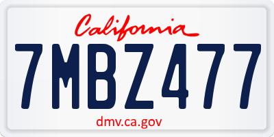CA license plate 7MBZ477