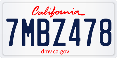 CA license plate 7MBZ478