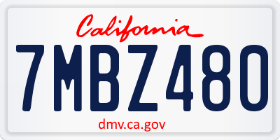 CA license plate 7MBZ480