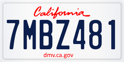 CA license plate 7MBZ481