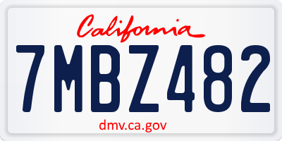 CA license plate 7MBZ482