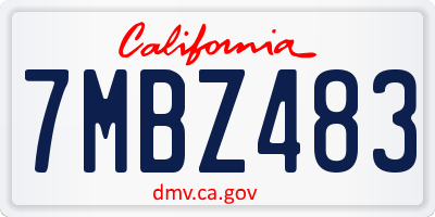 CA license plate 7MBZ483