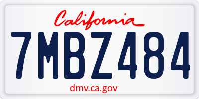 CA license plate 7MBZ484