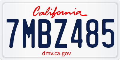 CA license plate 7MBZ485